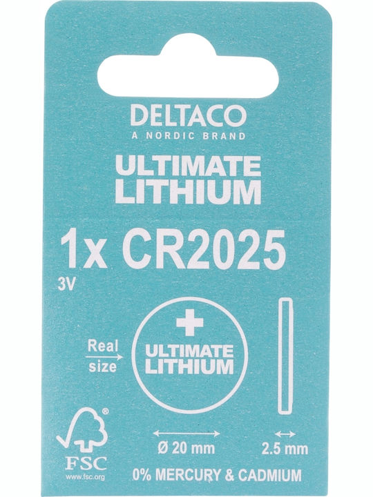Deltaco Lithium Watch Battery CR2025 3V 1pcs