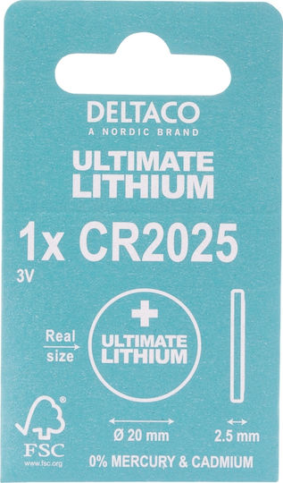 Deltaco Μπαταρία Λιθίου Ρολογιών CR2025 3V 1τμχ