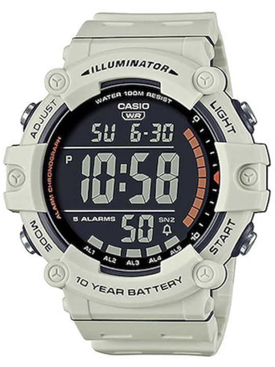 Casio Collection Ψηφιακό Ανδρικό Ρολόι Μπαταρίας με Λευκό Καουτσούκ Λουράκι