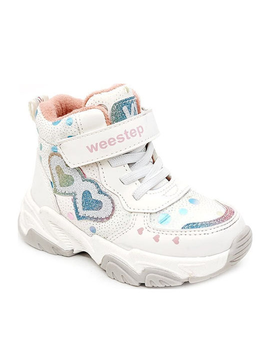 Παιδικά Sneakers High με Σκρατς Λευκά