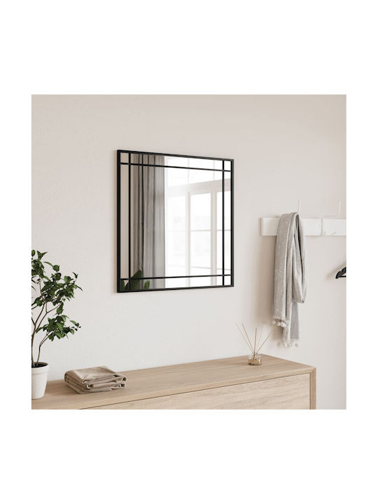 vidaXL Wall Mirror with Black Metallic Frame 60x60cm 1pcs