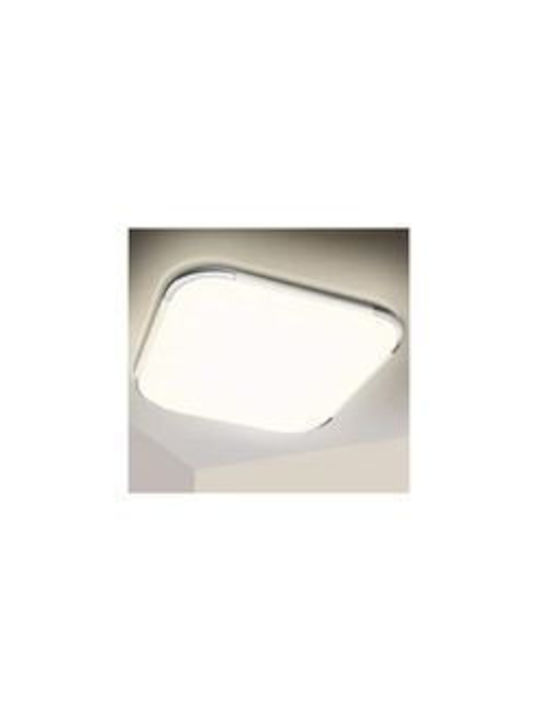 Light Κλασική Πλαστική Πλαφονιέρα Οροφής με Ενσωματωμένο LED σε Λευκό χρώμα