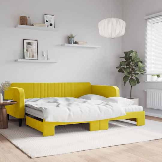 Sofa Bett Einzelbett Mit Stoff bezogen Yellow mit Latten & Matratze 100x200cm