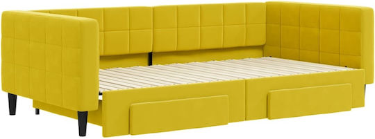 Kinderbett Schlafsofa Mit Samt Gelb Mit Lattenrost Für Matratze 100x200cm