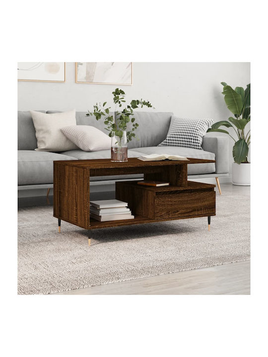 Rectangular Wooden Coffee Table Brown L90xW49xH...