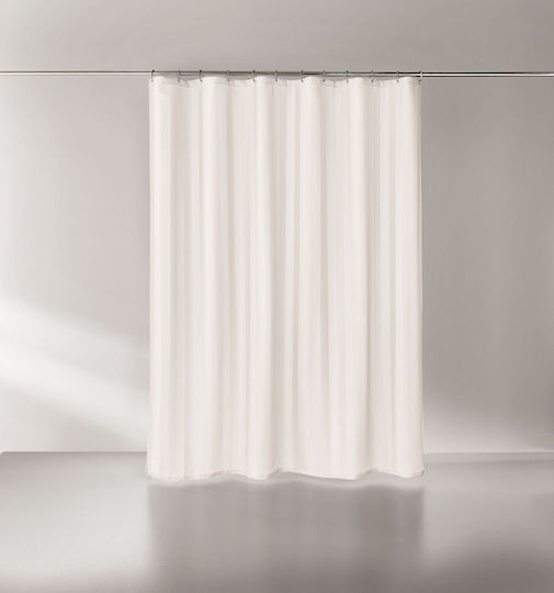 Kleine Wolke Stripia Fabric Shower Curtain 180x200cm Ecru