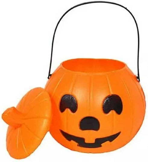 Trick Or Treat bucket Carnival Accessory Orange for Halloween made of Plastic 1pcs