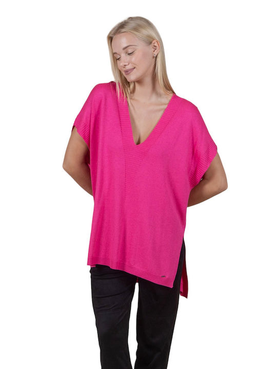 Aggel Femeie Tricou cu Decolteu în V Fuchsia