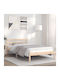 Bed Single Upholstered with Fabric Masif Pine with Slats for Mattress 75x190cm