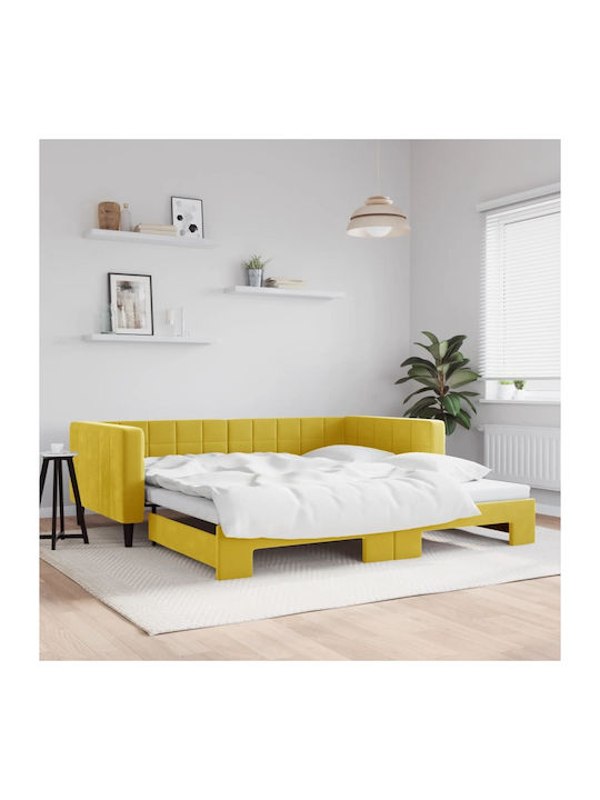 Sofa Bed Single Upholstered with Fabric Yellow ...