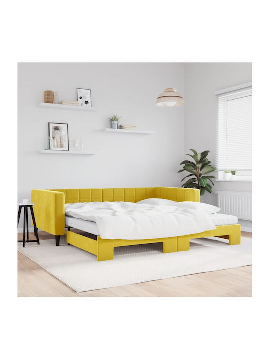 Sofa Bed Single Upholstered with Fabric Yellow ...