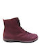 Leather Women's Ankle Boots Burgundy