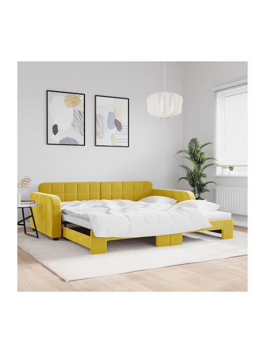 Sofa Bed Single Upholstered with Fabric Yellow ...