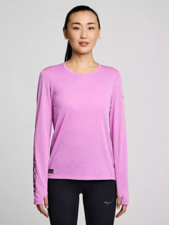 Saucony Stopwatch Graphic Women's Athletic Blouse Long Sleeve Purple