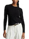 Ralph Lauren Cable-knit Damen Langarm Pullover Wolle Schwarz