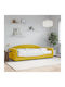 Kinderbett Bett Einzel mit Samt Gelb mit Lattenrost & Matratze 100x200cm