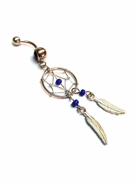 Amalfi Accessories Bauchnabel Piercing Set aus Stahl Silber Blau