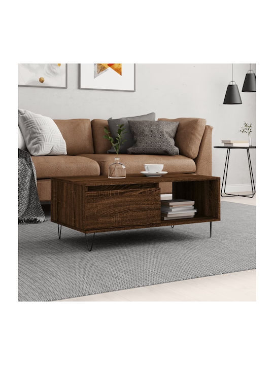 Rectangular Wooden Coffee Table Καφέ Δρυς L90xW...