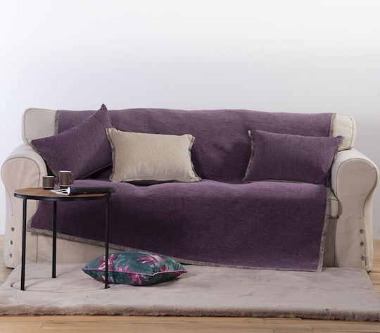 Nef-Nef Homeware New Tanger Ριχτάρι Πολυθρόνας Δύο 'Οψεων 180x180εκ. Purple / Ecru