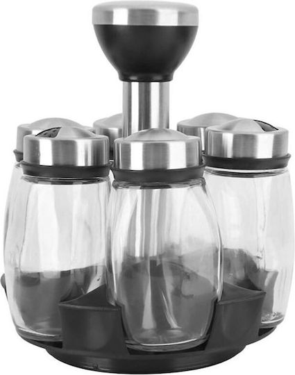 Glass Tabletop Rotating Spice Rack Transparent 6pcs