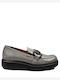 Δερμάτινα Γυναικεία Loafers σε Γκρι Χρώμα