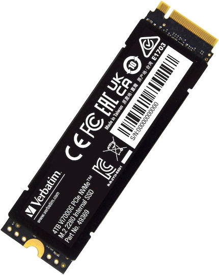 Verbatim Vi7000 SSD 4TB τύπου M.2 με σύνδεση PCI Express 4.0 και Ψύκτρα (PS5 Compatible) 49369