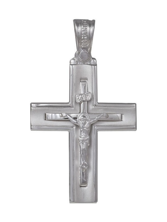 Men's White Gold Cross 14K with the Crucified