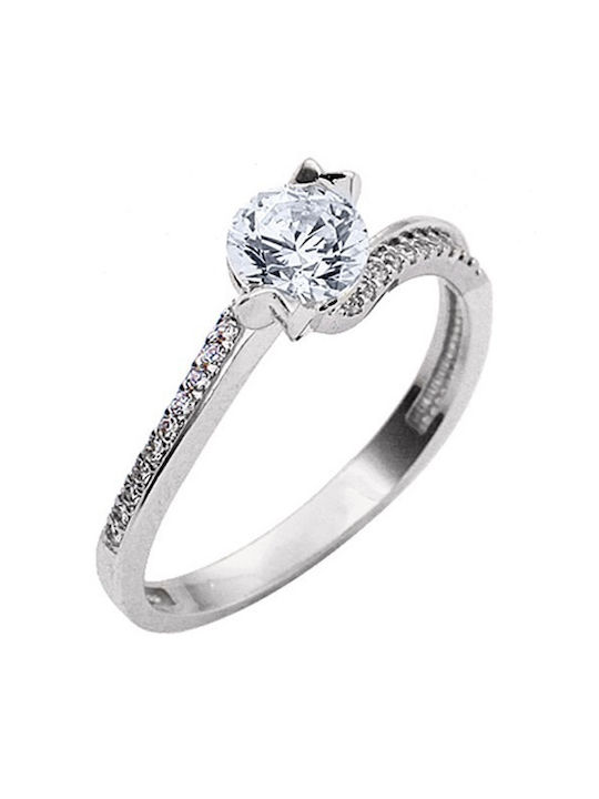 Xrisokosmima Single Stone from White Gold 14K