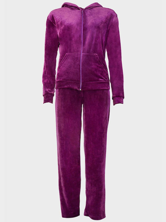 G Secret Damen-Sweatpants-Set Lila Samt