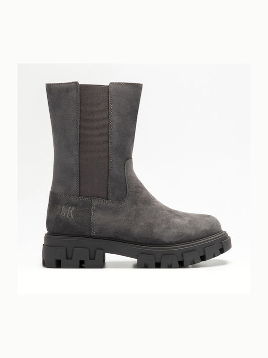 Lelli Kelly Kids Leather Boots with Zipper Gray