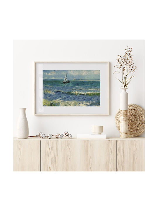 Walls "seascape At Saintes Maries" Rahmen Kopie von Van Gogh Holz 70x50cm