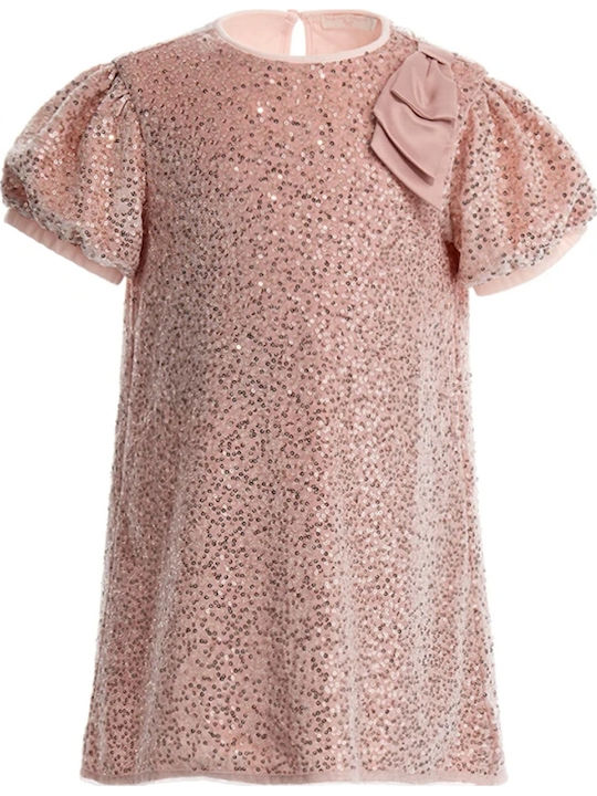 Kinderkleid Kurzärmelig mit Pailletten Rosa