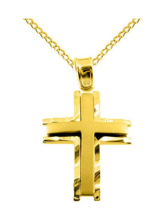 Herren Gold Kreuz 14K mit Kette