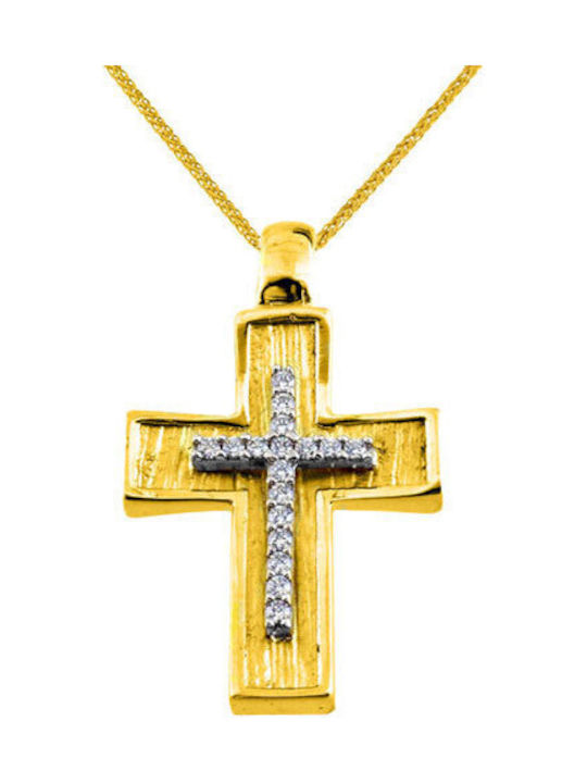 Damen Gold Kreuz 14K mit Kette