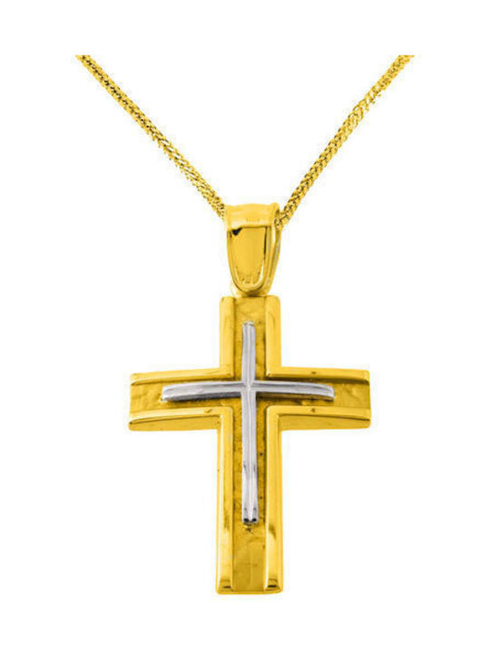 Herren Gold Kreuz 14K mit Kette