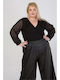 Plus Size Γυναικείο Εσώρουχο Κορμάκι με Διαφάνεια Μαύρο