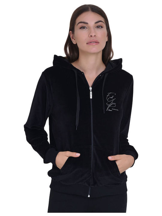 Women's Black Zipper Cardigan