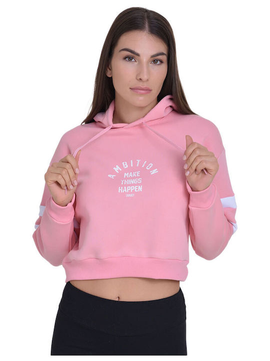 Target Cropped Women's Sweatshirt Hooded Pink