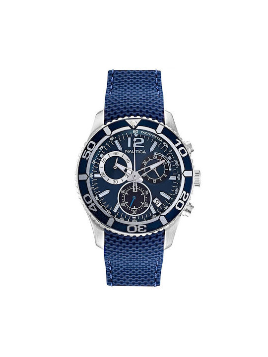 Nautica Watch Chronograph Battery with Blue Fabric Strap