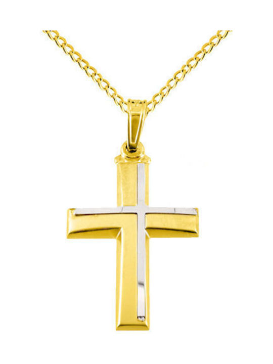 Herren Gold Kreuz 14K mit Kette