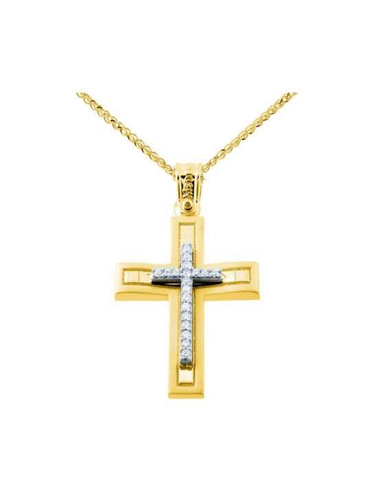 Damen Gold Kreuz 14K mit Kette