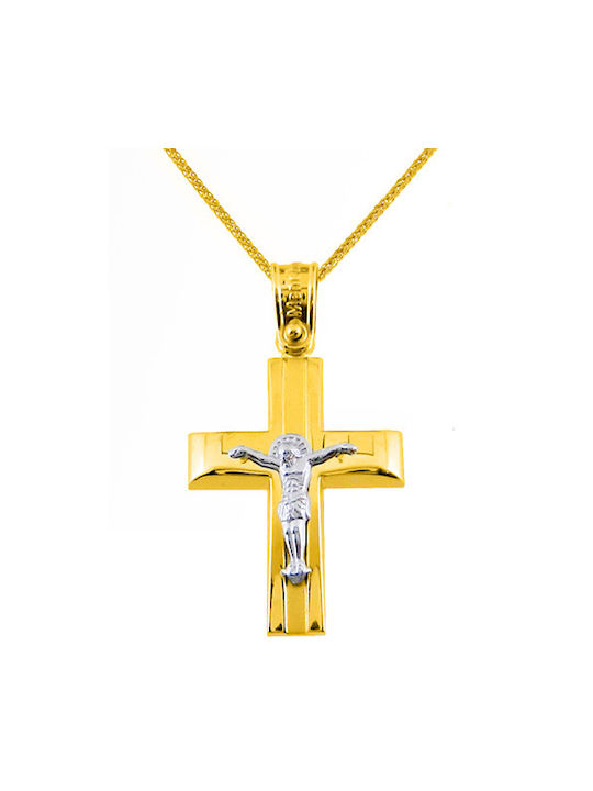 Herren Gold Kreuz 14K mit Kette