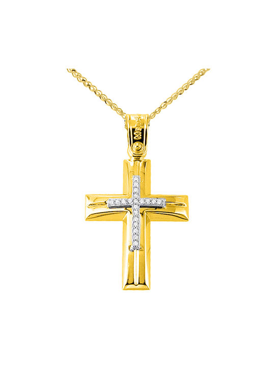 Damen Gold Kreuz 14K mit Kette