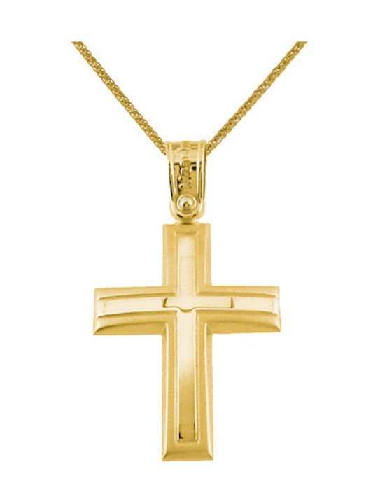 Herren Gold Kreuz 14K mit Kette