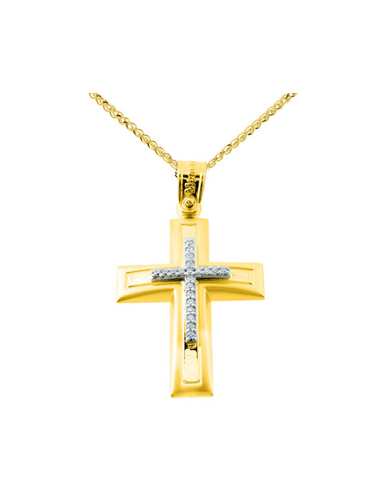 Damen Gold Kreuz 14K mit Kette