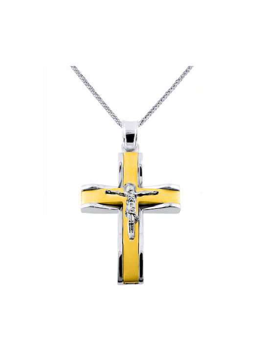 Herren Gold Kreuz 14K mit Kette