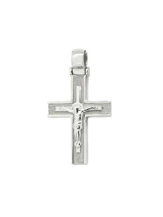 Men's White Gold Cross 14K