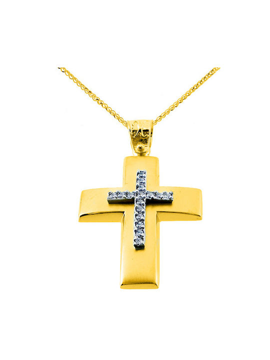 Damen Gold Kreuz 14K mit Kette