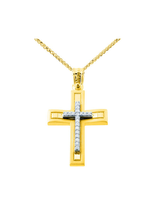 Damen Gold Kreuz 14K mit Kette