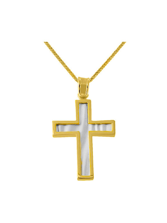 Herren Gold Kreuz 14K mit Kette